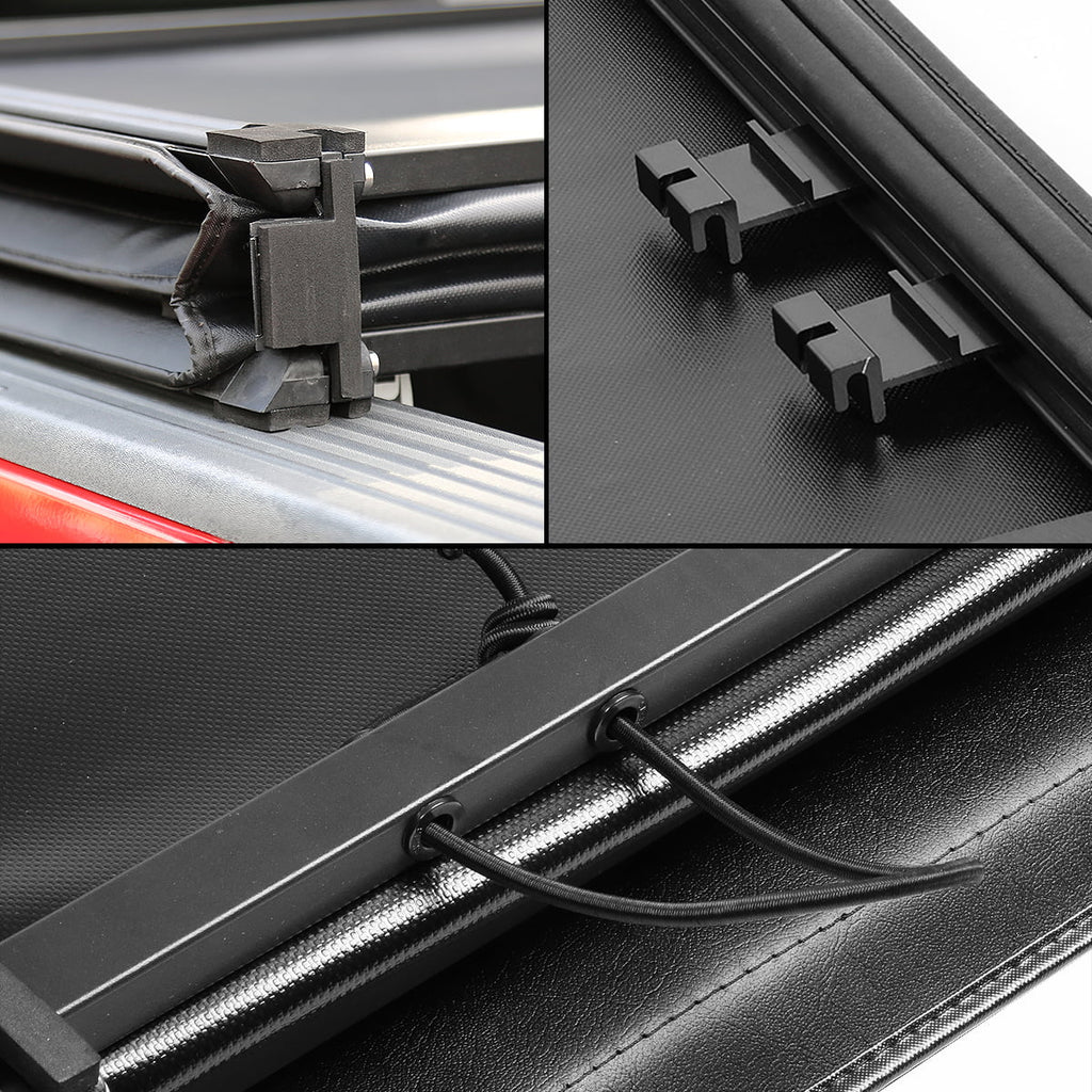 DNA Motoring TTC-TRISOFT-057 For 2014 to 2019  Tundra 6.5' Bed Fleetside Adjustable Tri -Fold Soft Top Trunk Tonneau protector 15 16 17 18