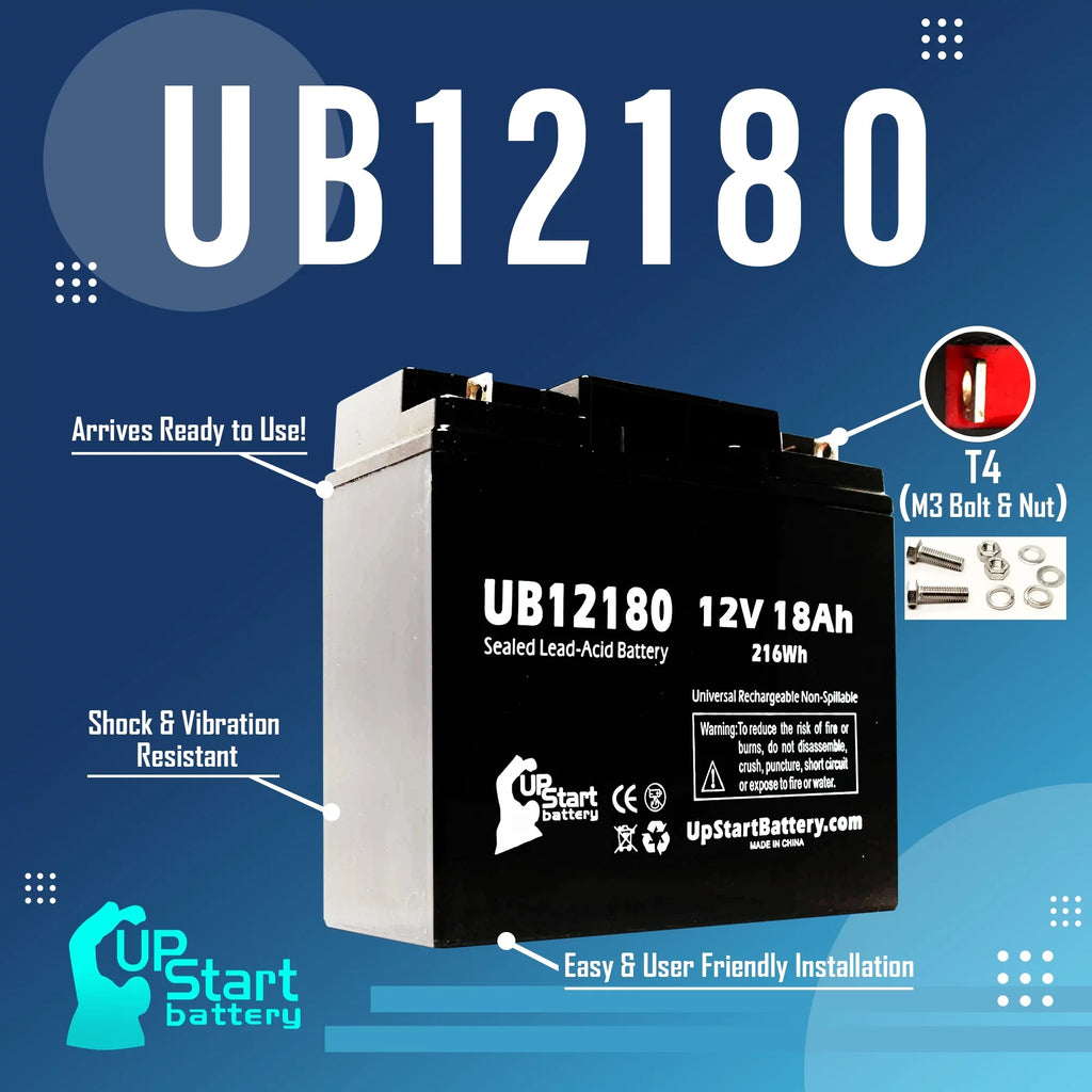 3x Pack - suitable CSB BATTERY OF AMERICA GP12170B1 Battery - Replacement UB12180 Universal Sealed Lead Acid Battery (12V, 18Ah, 18000mAh, T4 Terminal, AGM, SLA)