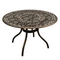 Ornate Traditional Outdoor Mesh Lattice Aluminium Round Dining Table, Bronze. 48 in