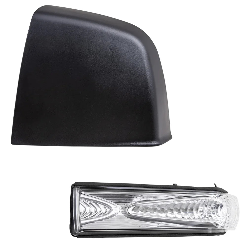 Brock Aftermarket Replacement Driver Left Door Mirror protector Textured Black And Turn Signal Light Set appropriate With 2015-2021 RAM Promaster City Base/ST/Tradesman