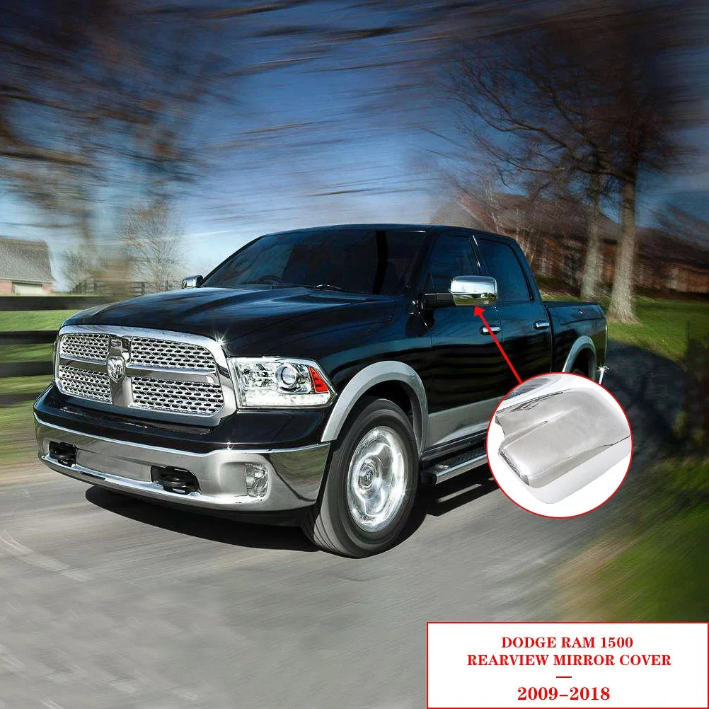 NINTE Rear Side View Mirror Covers for Dodge RAM 1500 2009-2018 Without Turn Signal Hole