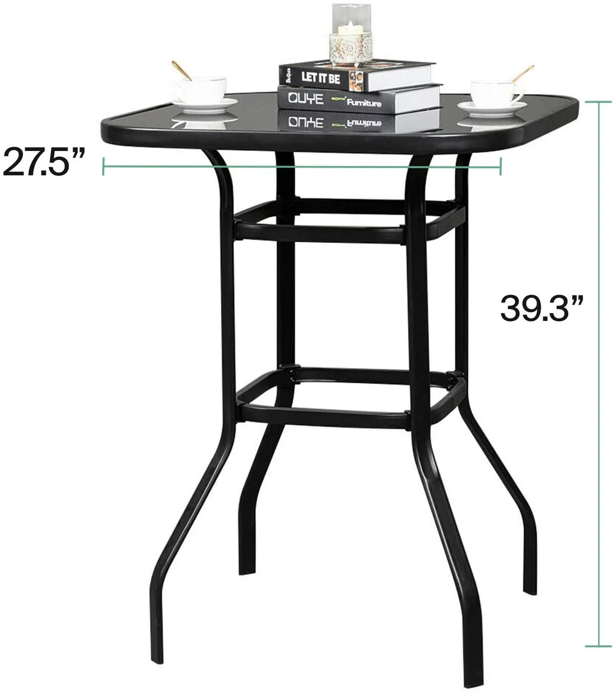 Aretha Modern Designed Glass Bar Table With Metal Finish