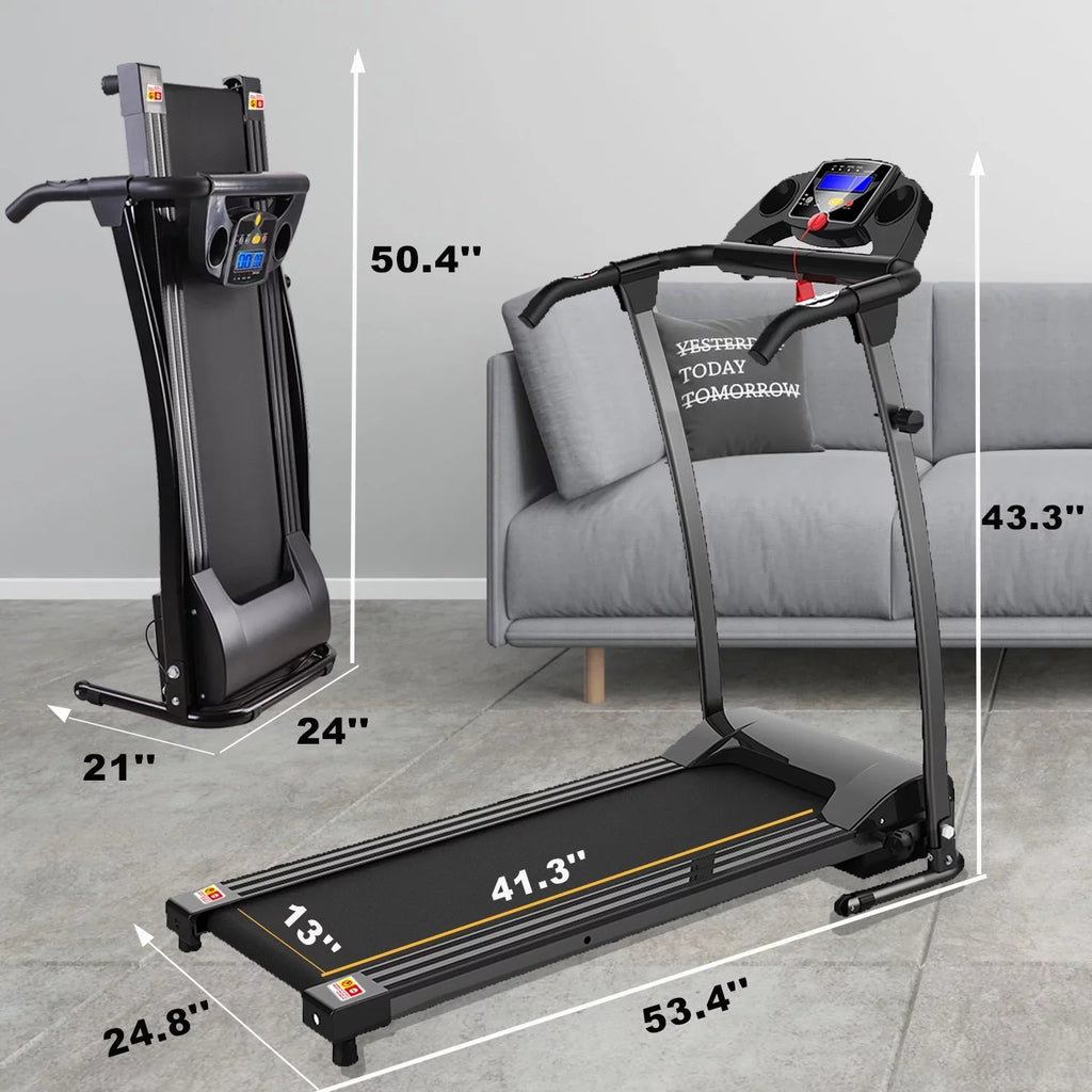 Foldable Electric Treadmill w/LCD display,Pulse Sensor,Cup Holder and Safety Key for Home Office Fitness Walking Jogging Running Exercise