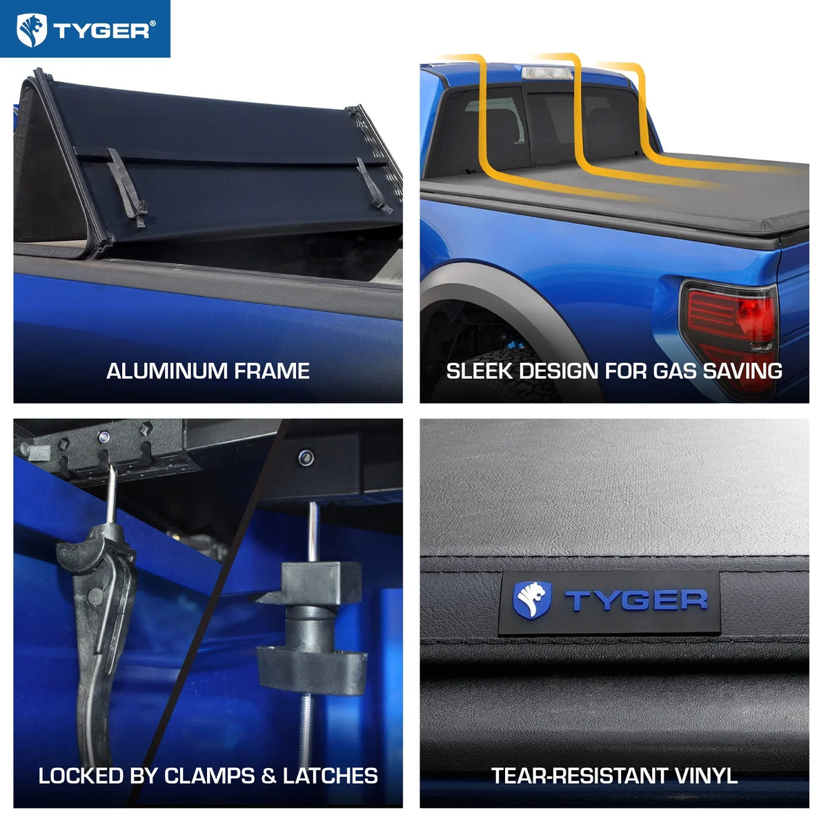 Tyger Auto T3 Soft Tri-fold Truck Bed Tonneau protector suitable with 2019-2023  Ranger | 6' Bed | TG-BC3F1067 | Vinyl