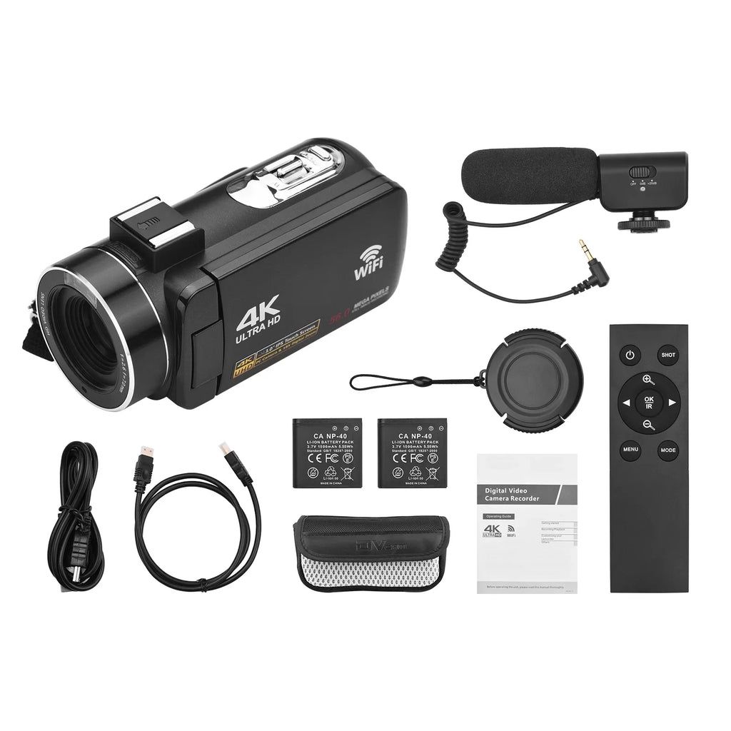 Andoer-2 Camcorder,IR Vision -shake Remote + Carry 4K Video 18X 3.0 Inch + Remote + DV 56MP 18X 2pcs Batteries + Batteries + Remote Video Camera WiFi -shake 2pcs Batteries WiFi DV 56MP 3.0 Inch IPS
