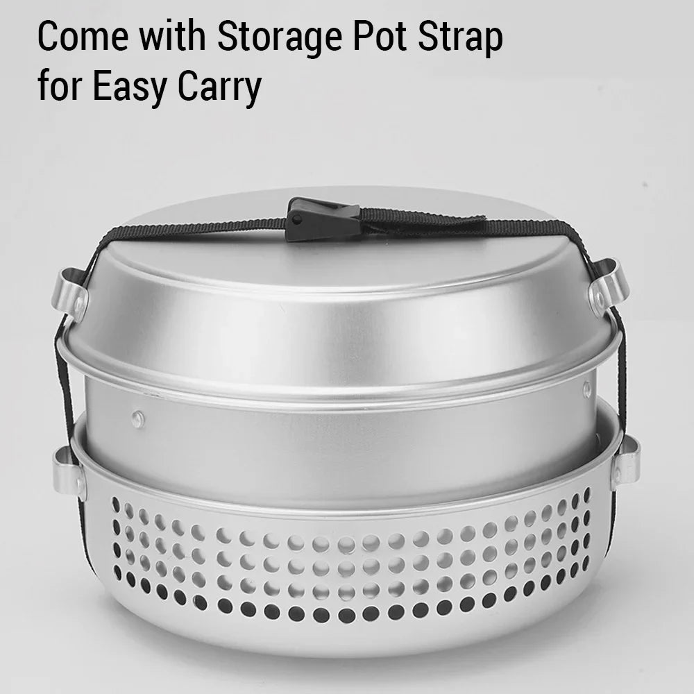 walmeck 10pcs Camping Stove Kit Camping Pot Pan Stove Set for Camping Cooking Backpacking