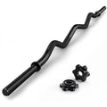 FIXTECH 47'' Olympic Curl Bar with Collars for All Standard Plates, 220-Pound Capacity, Black