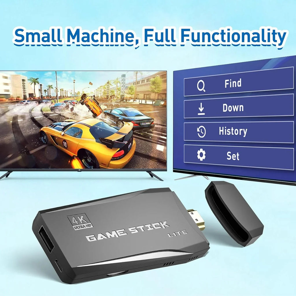 Retro Game Stick Emulator Console - Preloaded 12000+ Classic Retro Games,9 Emulators,Plug and Play Video Games for TV,Nostalgia Stick Support 4K HDMI Port,2 Wireless Gamepads(64G)