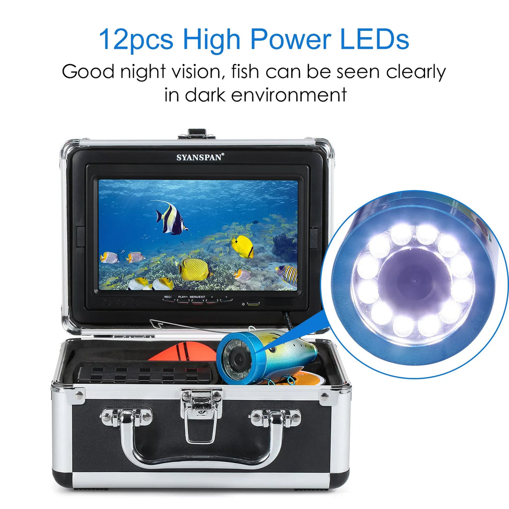 Pristin Underwater camera,15M/30M/50M Cable IP68 Waterproof Sea Lake IP68 Waterproof Sea Fish 12LEDs 7Inch/9Inch Camera Fish Sea Lake ship 7Inch/9Inch LCD Display LCD Display 15M/30M/50M 7 /9 LCD
