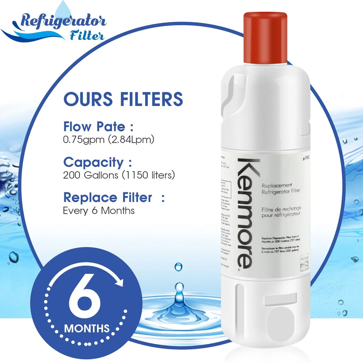 4 Pack suitable with Kenmore 9082 469082 Refrigerator liquid Filter