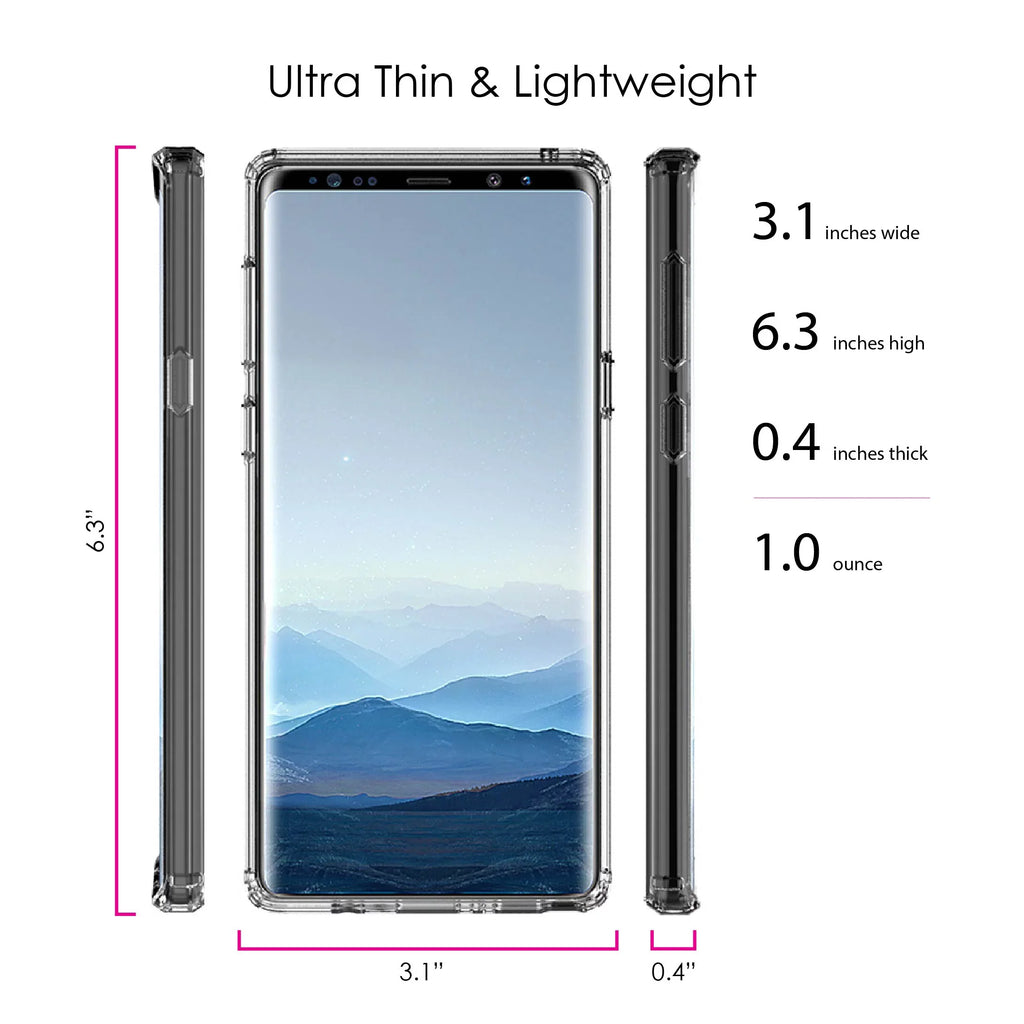 DistinctInk Clear Shockproof Hybrid Case for  Galaxy Note 9 - TPU Bumper, Acrylic Back, Tempered Glass Screen Protector - 2 Corinthians 5:7 - Walk By Faith Even When I Cannot See