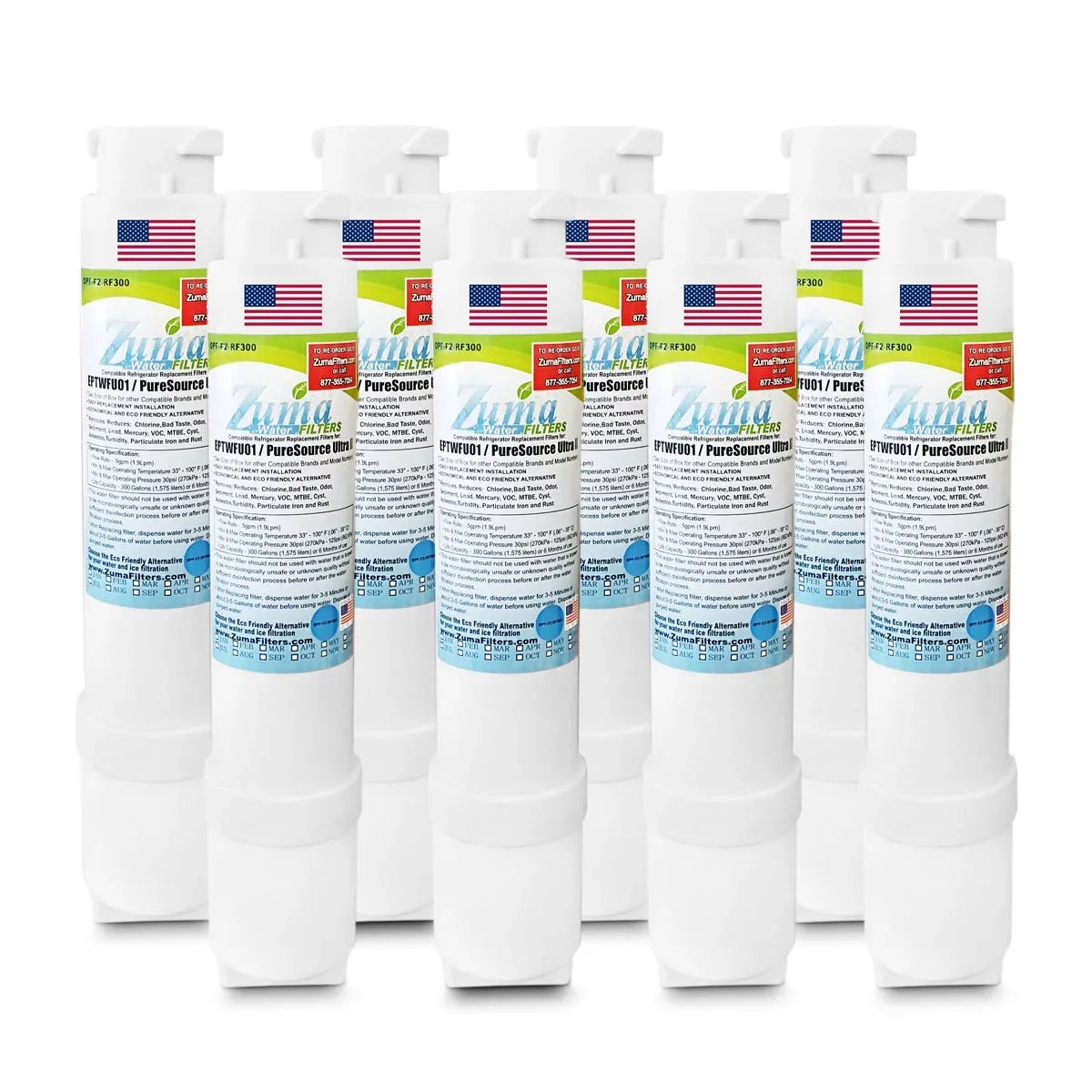 ZUMA Brand , moisture and Ice Filter , appropriate with FPBS2777RF0 - 8 Pack - Made in U.S.A.