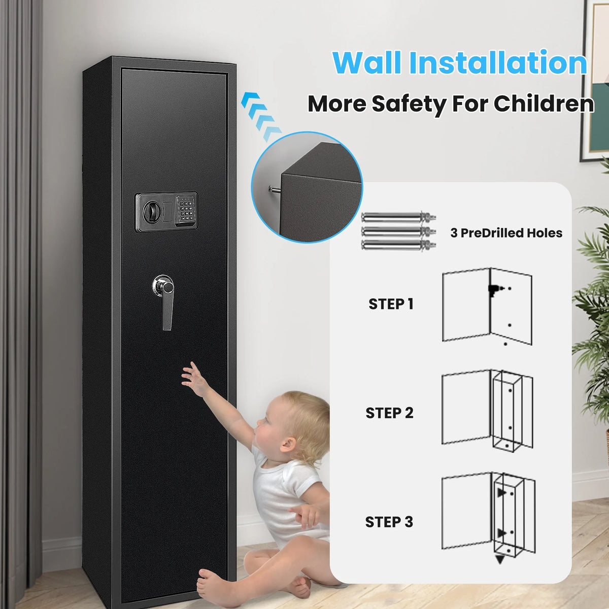 SULIVES 5-7 Gun Safes: Rifle, Shotgun Security with Password Lock, Quick Access Cabinet, Removable Shelf, Thickened Design and Bullet Rack