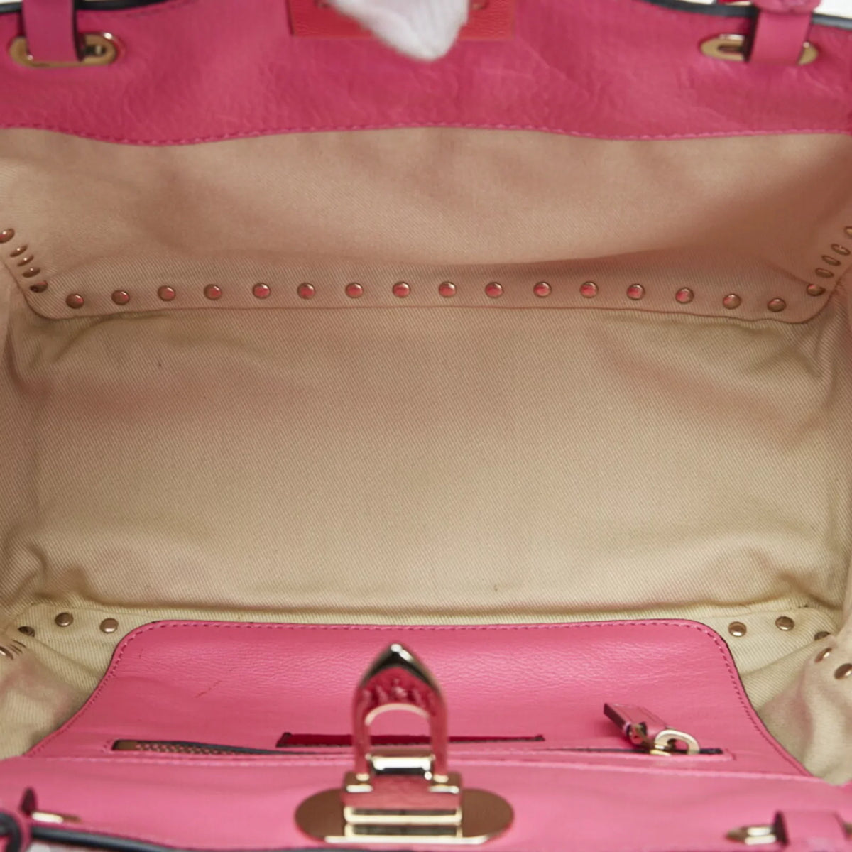 Pre-Owned Valentino Rockstud handbag shoulder bag pink leather ladies VALENTINO (Good)