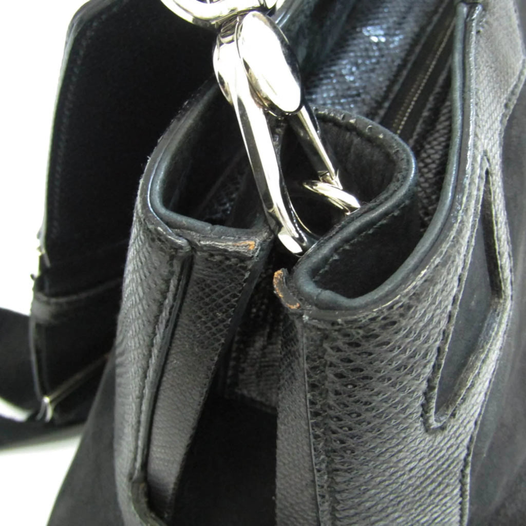 Pre-Owned Cartier Marcello moisture Snake L1000928 Women's Suede,Leather Handbag,Shoulder Bag Black (Good)