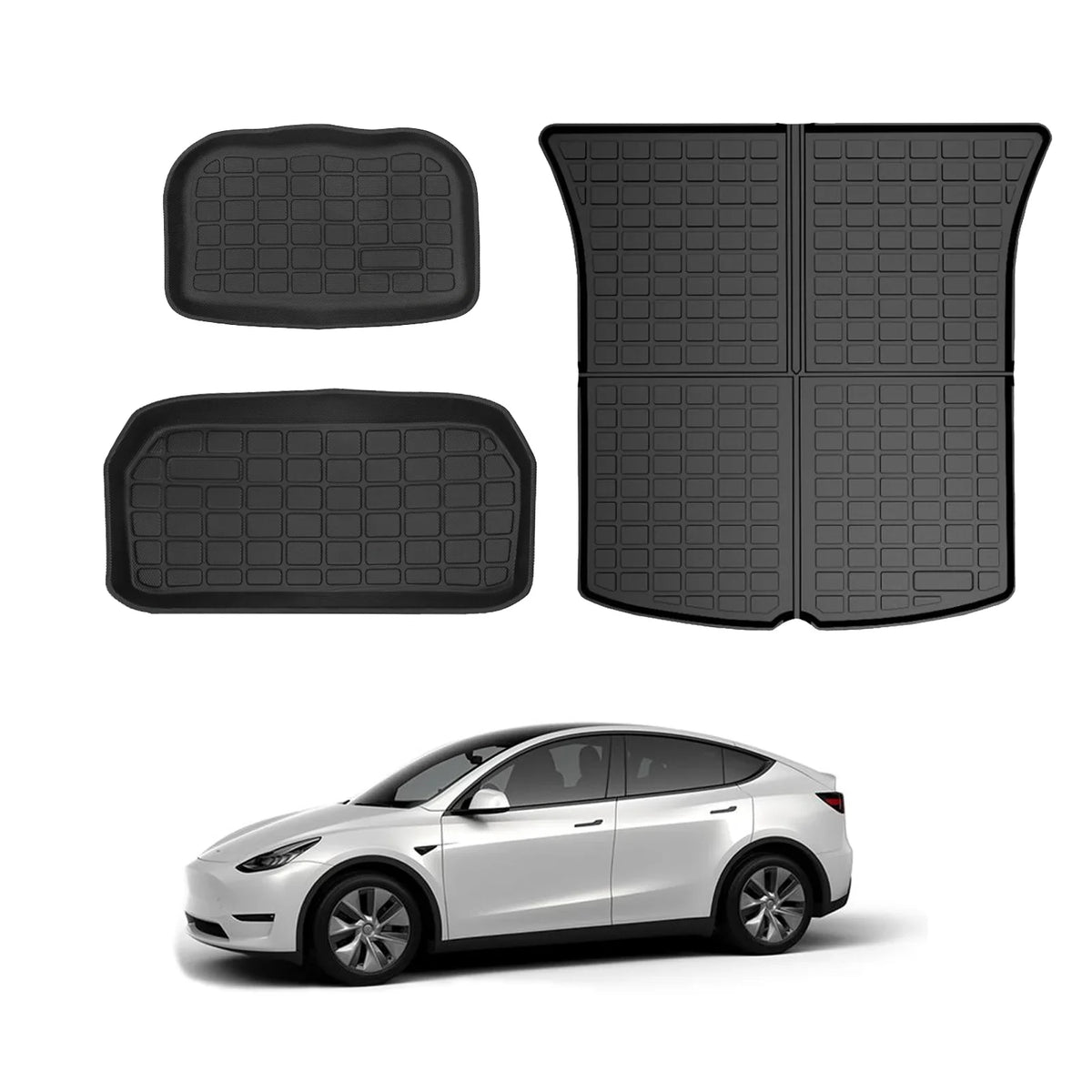 KIKIMO Tesla Model Y Storage Mat and Cargo Liners, Tesla Model Y Accessories, All climate Trunk Mat, Waterproof Rear Cargo Mat Custom Fit for Tesla, Heavy Duty Floor Mats