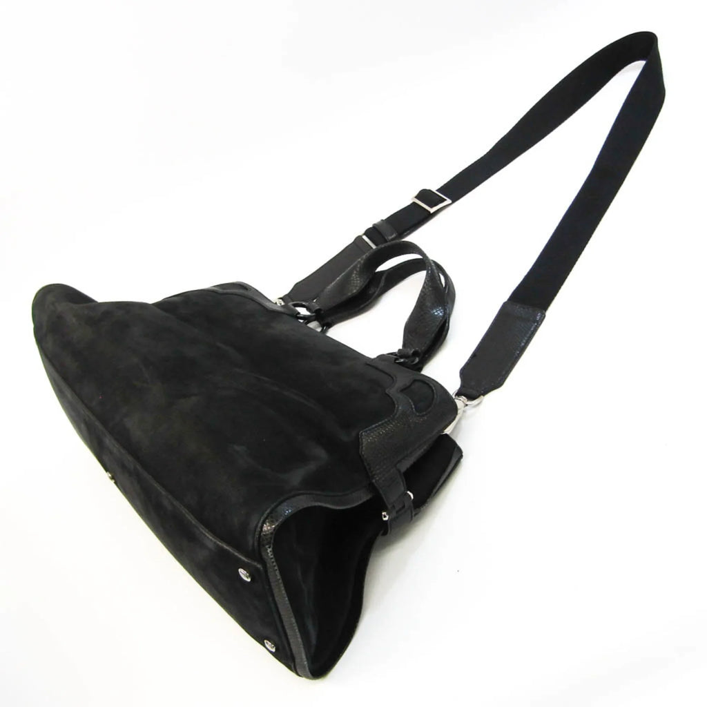 Pre-Owned Cartier Marcello moisture Snake L1000928 Women's Suede,Leather Handbag,Shoulder Bag Black (Good)