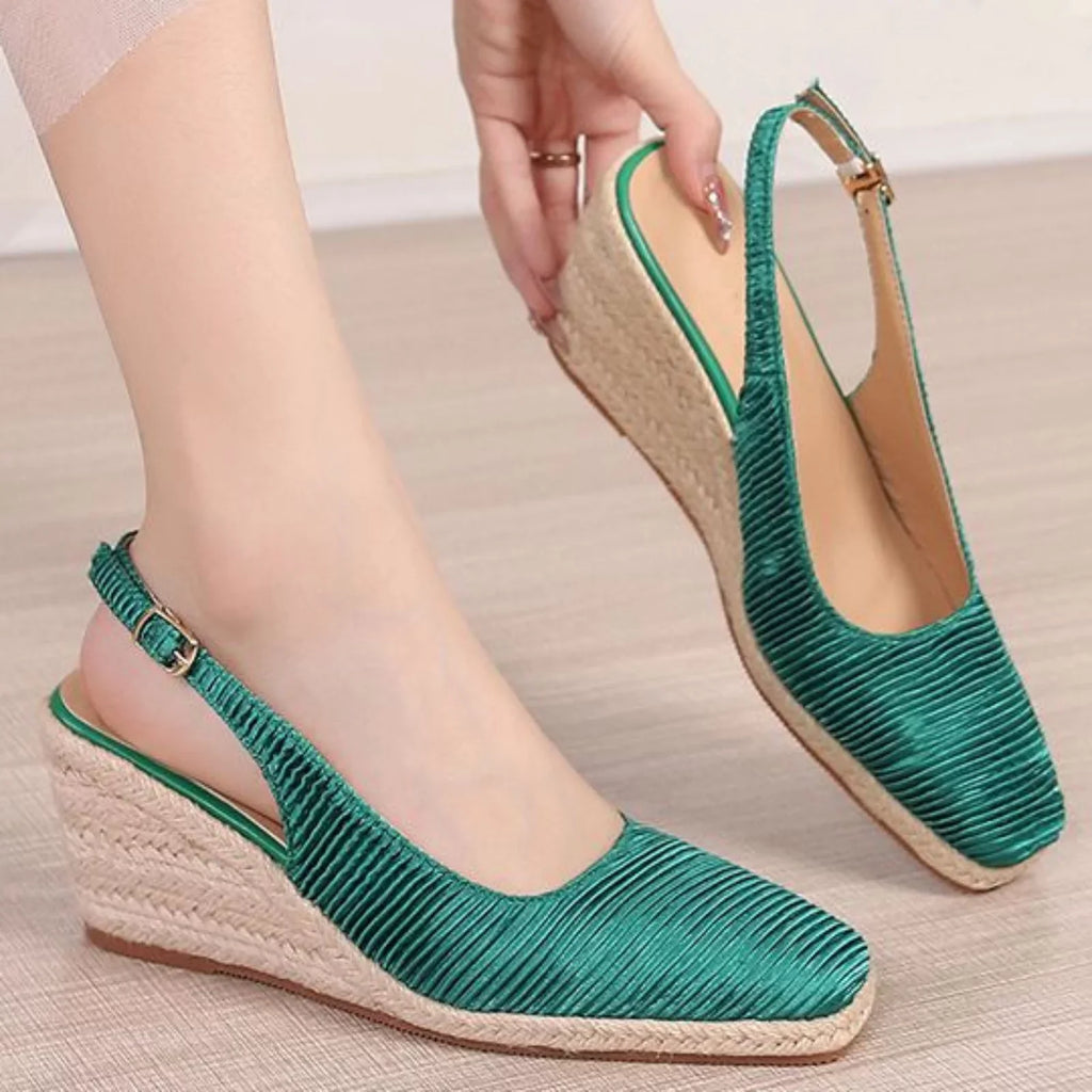 Summer New Cap Toe Wedge Sandals Women Elegant Espadrilles High Heels Linen Straw Fisherman Shoes Silk Espadrilles Women Sandal Sketches Sandals Women's Flip Flop Sandals for Women Dressy Size 12