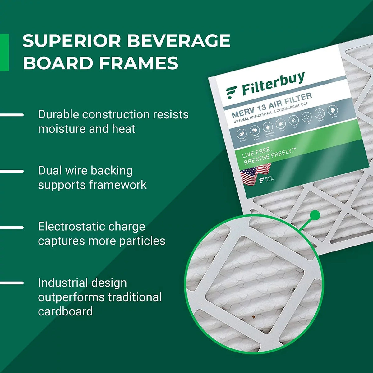Filterbuy 8x24x2 MERV 13 Pleated HVAC AC Furnace Air Filters (4-Pack)