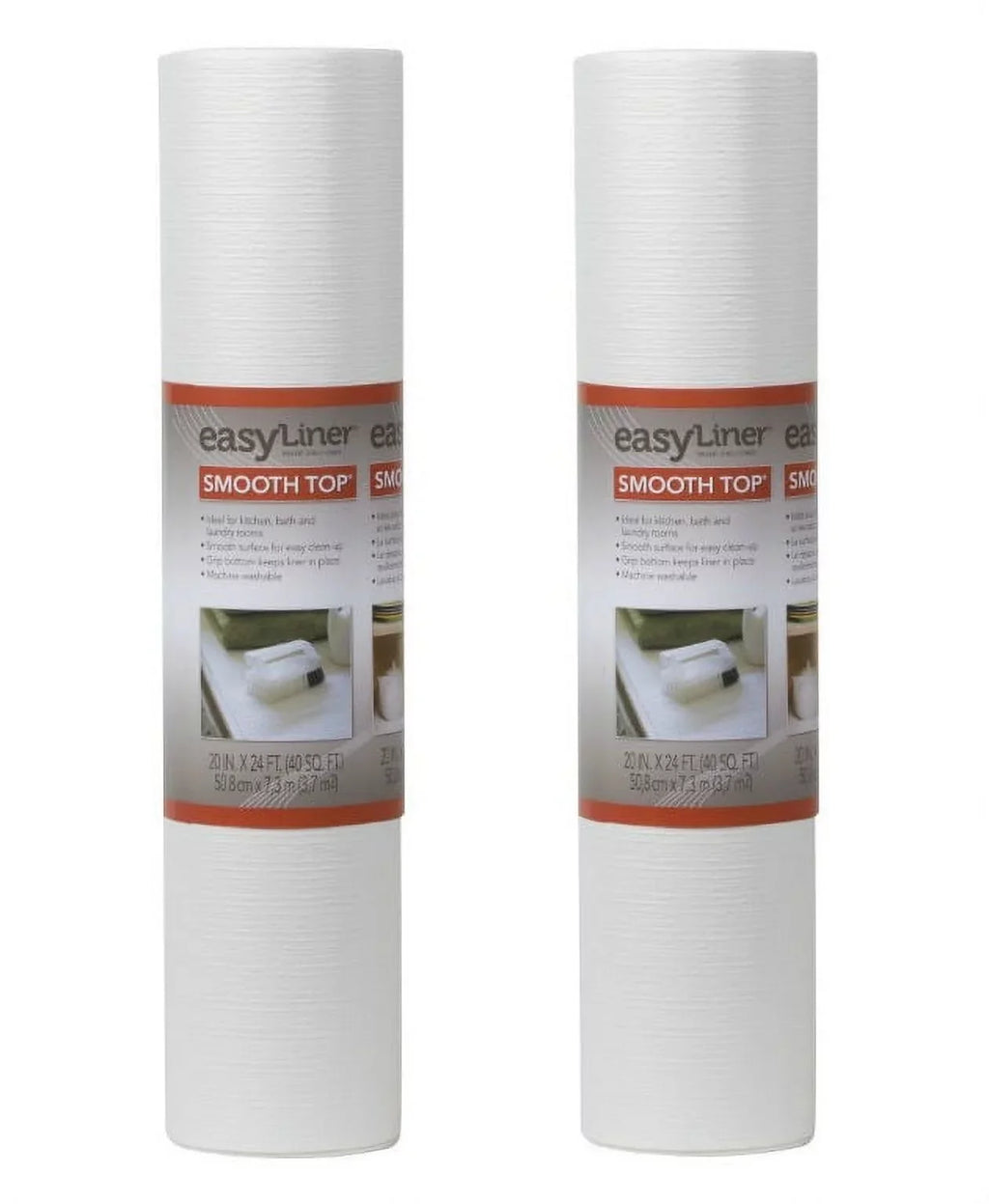 Shelf Liner, White, 2 Count. x 24 ft. Duck 281872 Smooth Top Easy Non-Adhesive 20 in