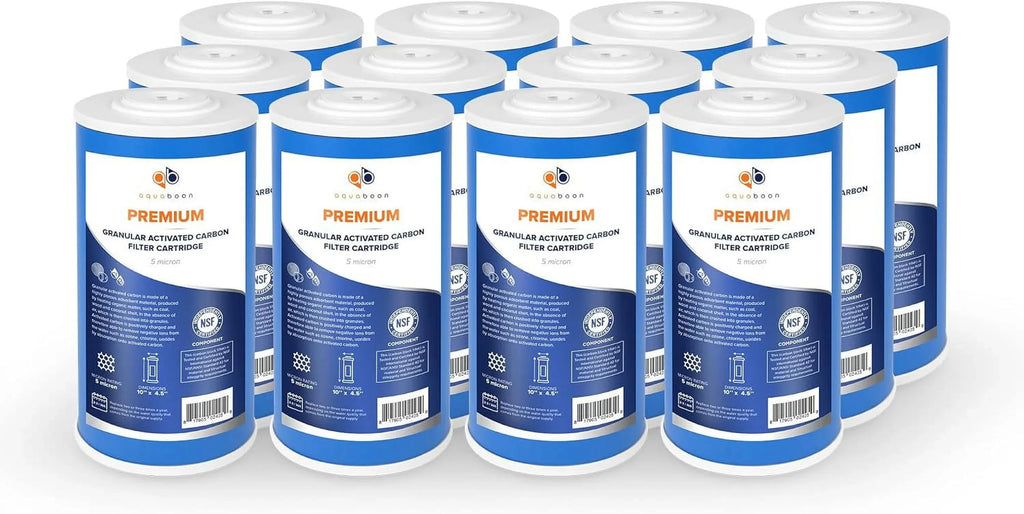 emium 5 Micron 10" X 4.5" Whole House Coconut Shell Granular Activated Carbon (GAC) aqua Filter Replacement Cartridge 12-Pack