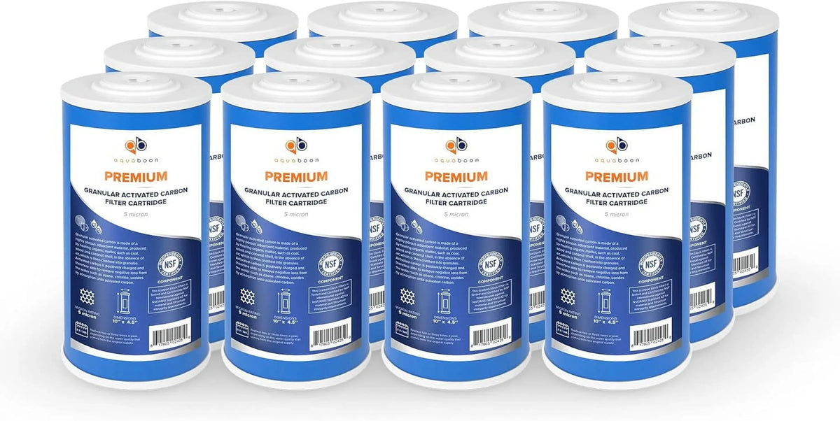 emium 5 Micron 10" X 4.5" Whole House Coconut Shell Granular Activated Carbon (GAC) aqua Filter Replacement Cartridge 12-Pack