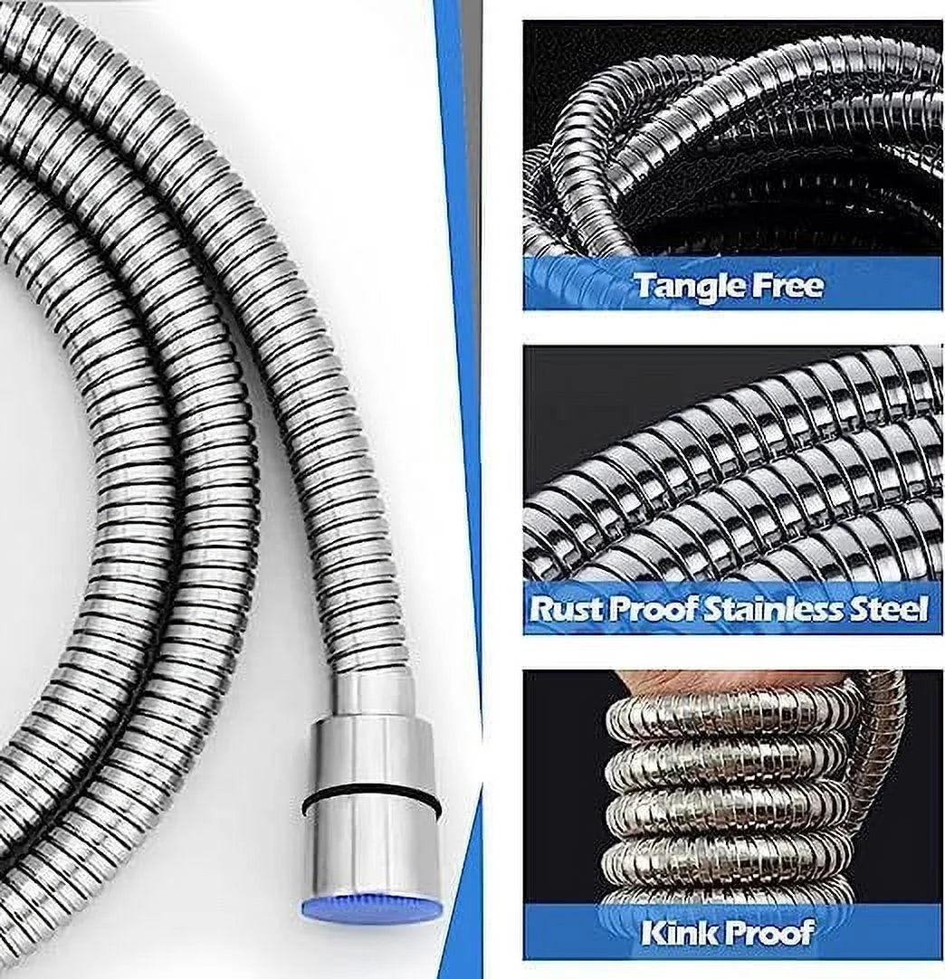 5-Setting High Pressure Shower Head, 10″Square Rain Shower Head with Handheld and Self-adhesive Holder/1.5M Hose -1 Replaceable Filter Cartridge