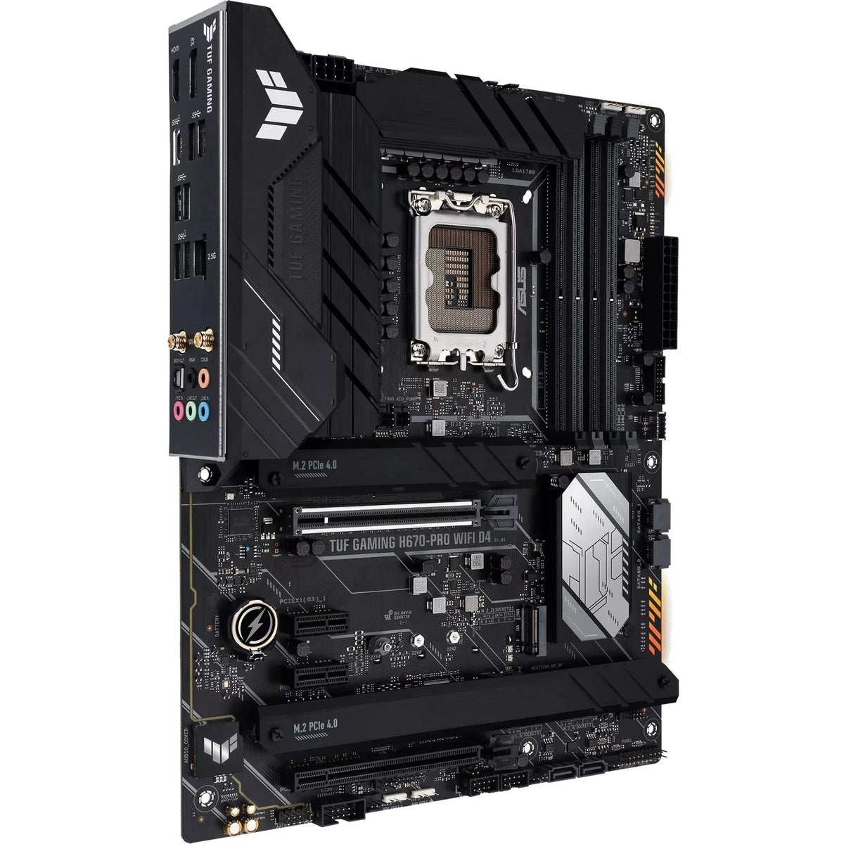 TUF GAMING H670-PRO WIFI D4 LGA 1700 ( 12th &13th Gen) ATX Gaming Motherboard (PCIe 5.0, DDR4, 14+1 DrMOS, 4xPCIe 4.0 M.2 Slots, WiFi 6, 2.5 Gb LAN, Front USB 3.2 Gen 1 Type-C)
