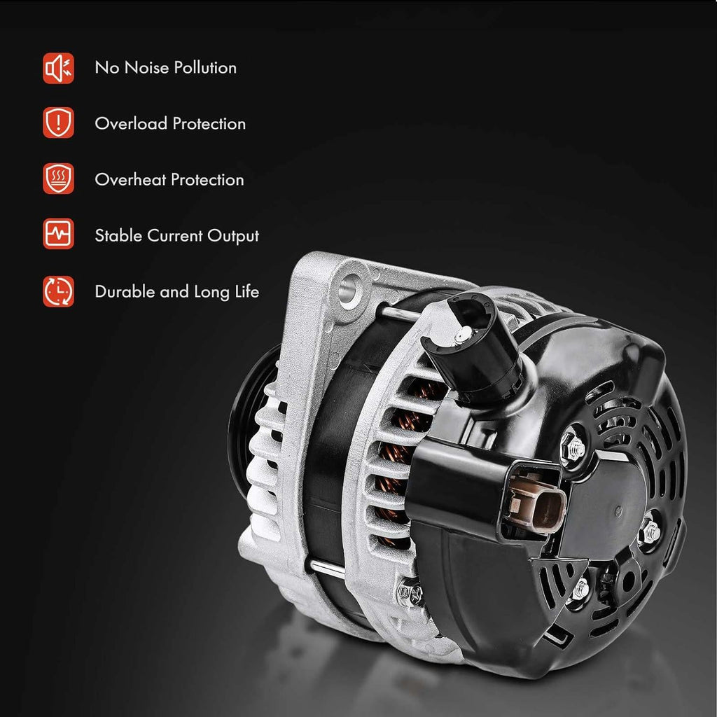 A-Premium Alternator suitable with Honda Odyssey 2011-2013, Pilot 2012-2015, Ridgeline 2012-2014, V6 3.5L, 130Amp 12V CW 6-Groove Pulley, Replace# 31100-RV0-A01