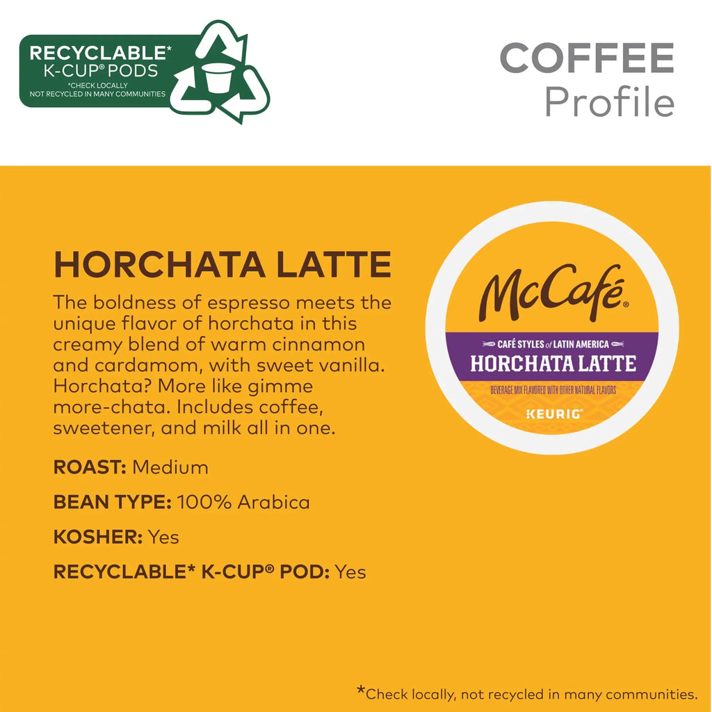 Mccafé Café Styles Of Latin America Horchata Latte, Keurig Single Serve K-Cup Coffee Pods, 20 Count