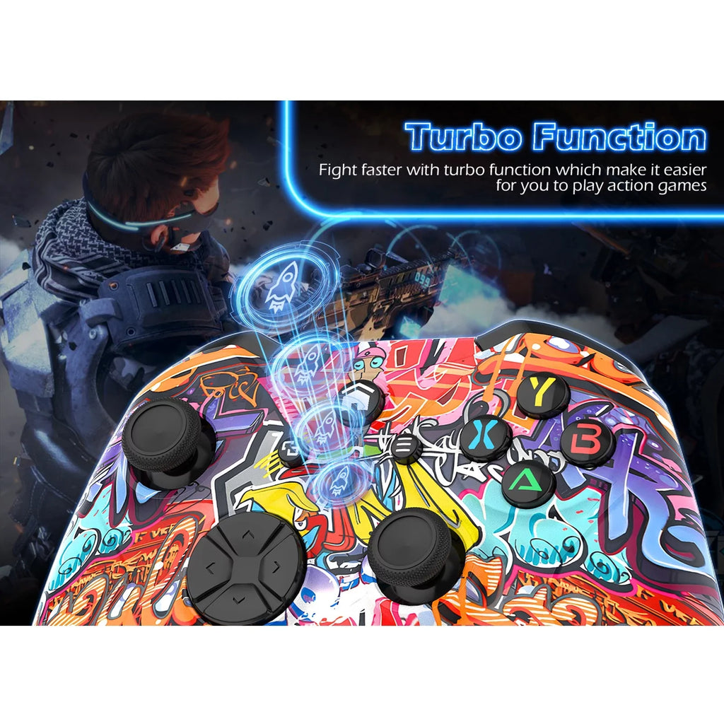 Bonadget 32Ft Wireless Xbox One Controller,Graffiti Custom Xbox Controller Built-in Dual Vibration and 3.5mm Audio Jack with TURBO Function - matching with Xbox One S/X/Xbox Series X/S/Window PC