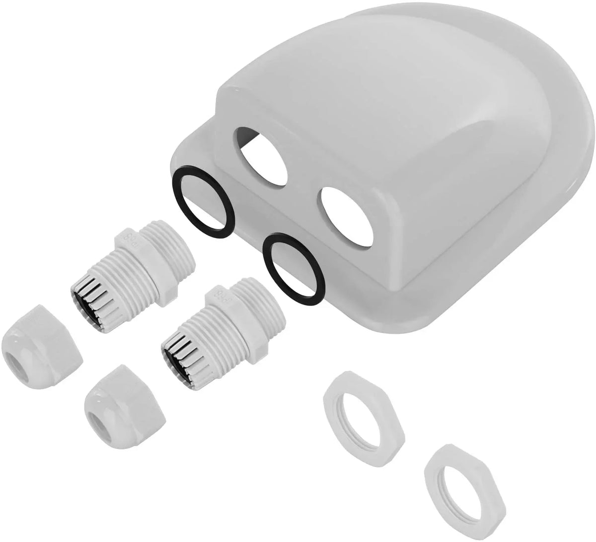 Restmo IP68 Waterproof Solar Cable Entry Gland, climate impervious Dual Cable Entry Housing for Solar Panels of RV, Caravan, Marine, craft, Cabin, White