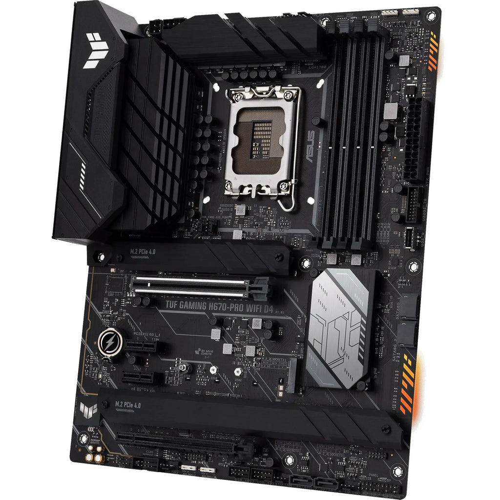 TUF GAMING H670-PRO WIFI D4 LGA 1700 ( 12th &13th Gen) ATX Gaming Motherboard (PCIe 5.0, DDR4, 14+1 DrMOS, 4xPCIe 4.0 M.2 Slots, WiFi 6, 2.5 Gb LAN, Front USB 3.2 Gen 1 Type-C)
