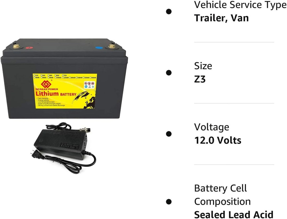 Portable Power Station LiFePO4 Battery 12v 120Ah 1536Wh Backup Solar Generator with USB Ports and LiFePO4 Battery Charger,for Outdoors Camping Travel Hunting,RV,Marine,Overland,Off-Grid Solar System