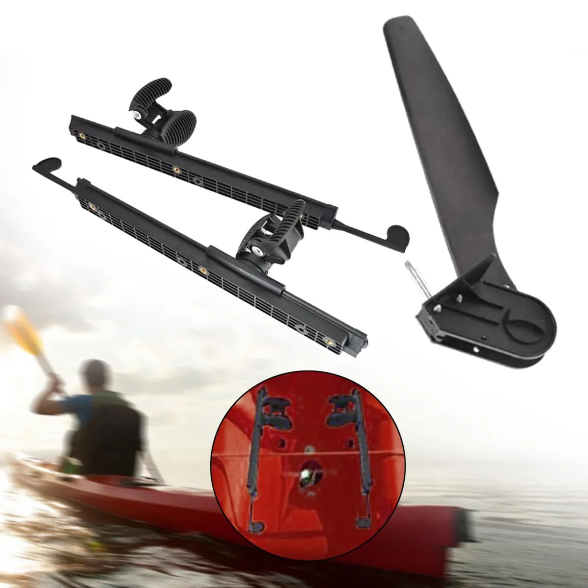 kesoto Kayak Rudder Kayak Foot Pegs craft Tail Watercraft Rudder with Foot Brace Pedals for Fishing craft Canoeing Marine Accessories