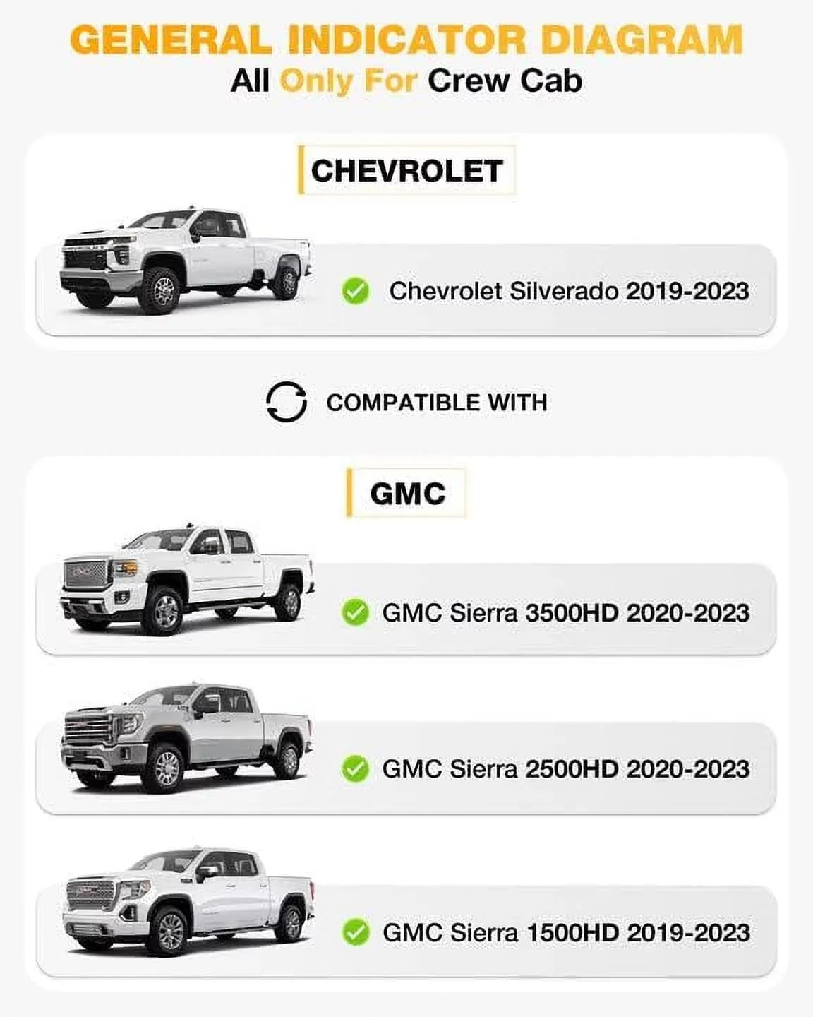 3W Floor Mats for 2019-2023 Chevrolet Silverado/GMC Sierra 1500 & &2020-2024 Chevrolet Silverado/GMC Sierra 2500 HD/3500HD Crew Cab (Don't Fit Double Cab), For with Factory Carpeted Storage
