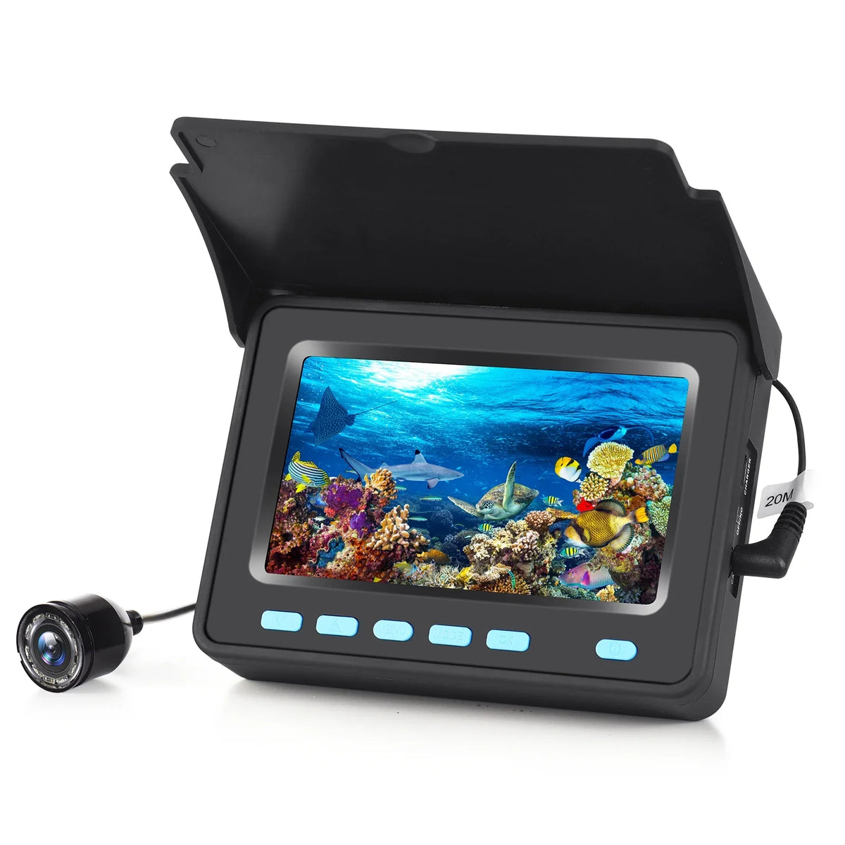 Walmeck 20M/30M 1200TVL Underwater Fishing Camera Fish Finder 4.3'' LCD 8PCS IR LED Night Vision Camera for Ice ship Fishing