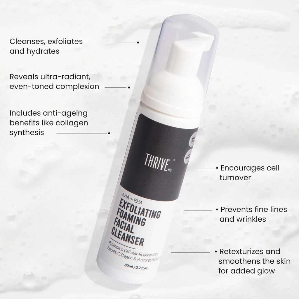 Thriveco Exfoliating Face Wash With Aha+Bha | 80 Ml | Gently Exfoliates Dull, Dead Skin For A Healthy, Radiant Complexion