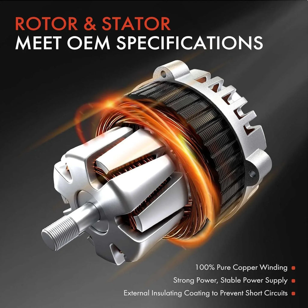 A-Premium Alternator suitable with Honda Odyssey 2011-2013, Pilot 2012-2015, Ridgeline 2012-2014, V6 3.5L, 130Amp 12V CW 6-Groove Pulley, Replace# 31100-RV0-A01