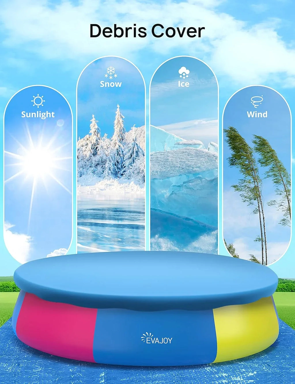 Track 7 15ft *35in Inflatable Swimming Pool Include Filter Pump, Ground Cloth and protector, Blue