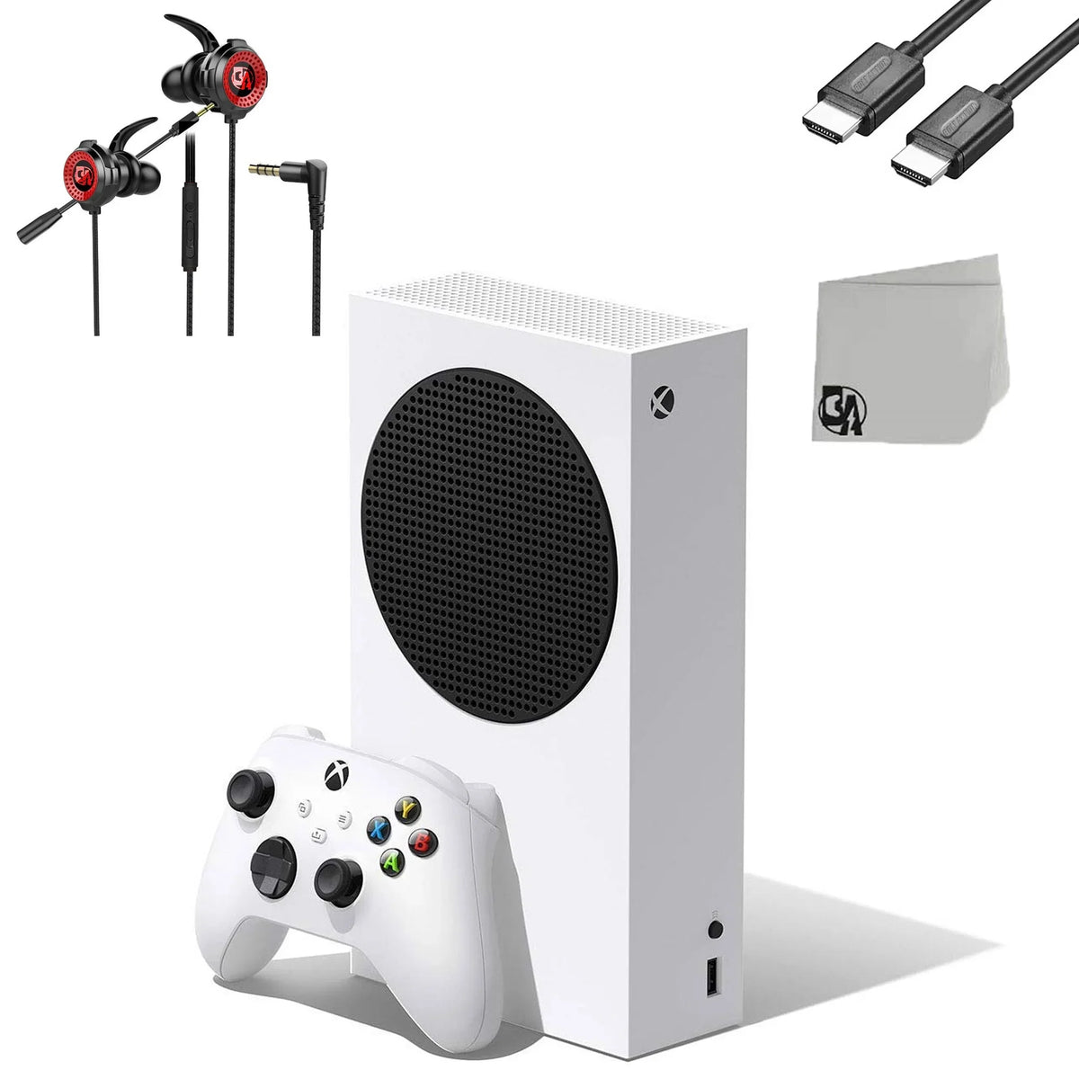 Xbox Series S 512GB white Gaming Console + Gaming Earbuds With Microphone BOLT AXTION Bundle Used