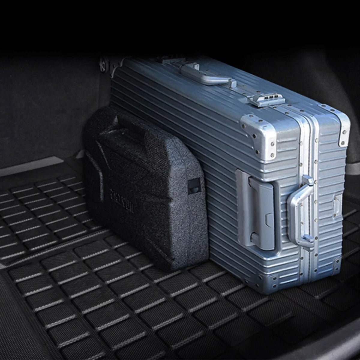 KIKIMO Tesla Model Y Storage Mat and Cargo Liners, Tesla Model Y Accessories, All climate Trunk Mat, Waterproof Rear Cargo Mat Custom Fit for Tesla, Heavy Duty Floor Mats