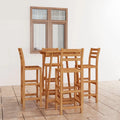 Dcenta 5 Piece Garden Bar Set Bar Table and 4 Stool Chairs Counter Height  Dining Set Acacia Wood for Bistro, Pub, Backyard, Terrace, Patio Furniture