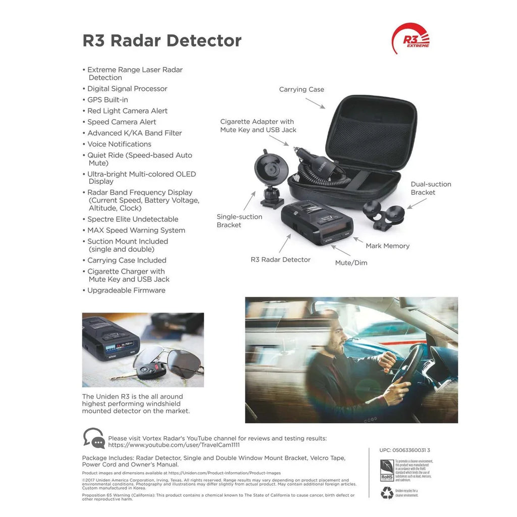 Uniden R3DSP Extremely Long-range Radar Detector/Laser Detector With GPS