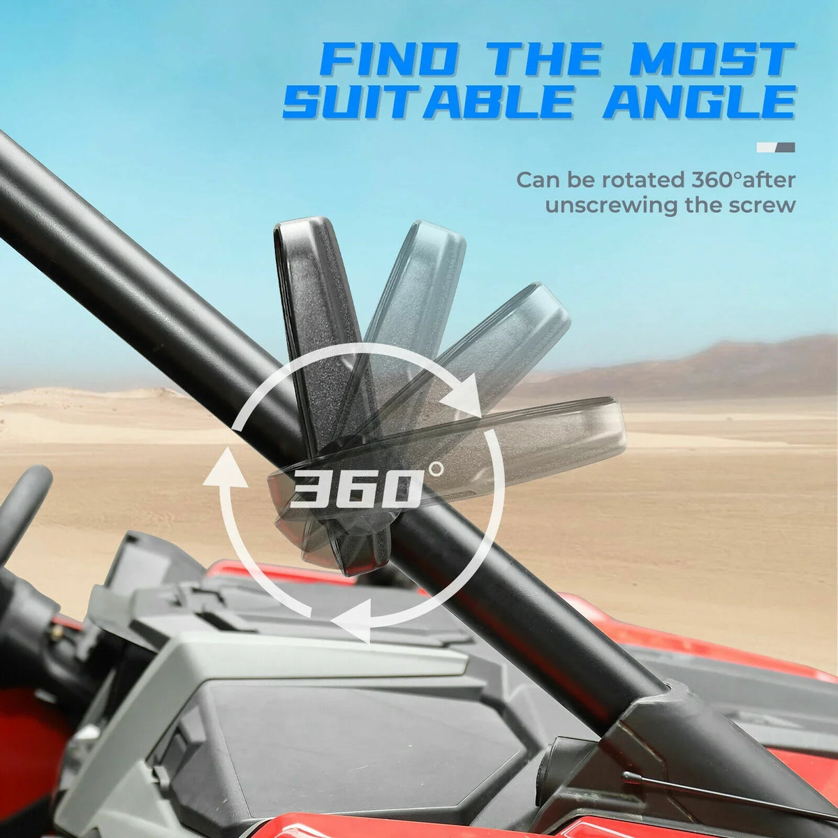 UTV Rear View Mirrors Set 1.75"-2" Bar Clamp Center Mirrors matching with Polaris RZR 900 1000 Can-Am X3