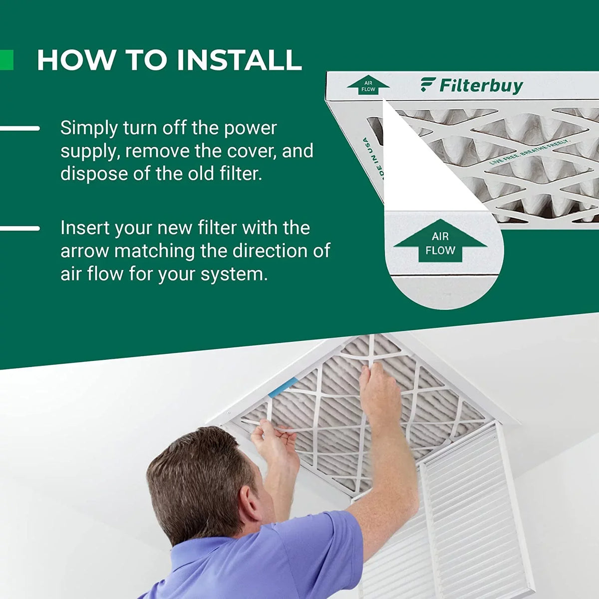 Filterbuy 30x30x1 MERV 8 Pleated HVAC AC Furnace Air Filters (5-Pack)