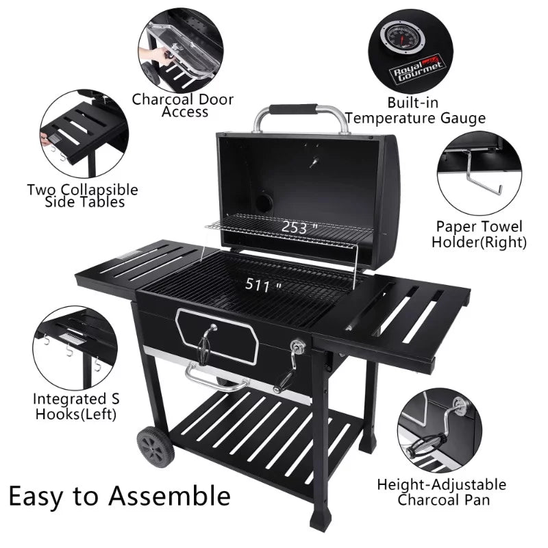 Deluxe Charcoal Grill, BBQ Smoker Picnic Camping Patio Backyard Cooking, camping USA