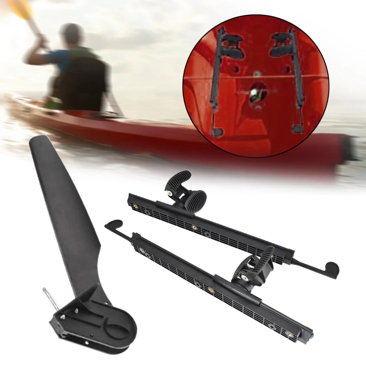 kesoto Kayak Rudder Kayak Foot Pegs craft Tail Watercraft Rudder with Foot Brace Pedals for Fishing craft Canoeing Marine Accessories