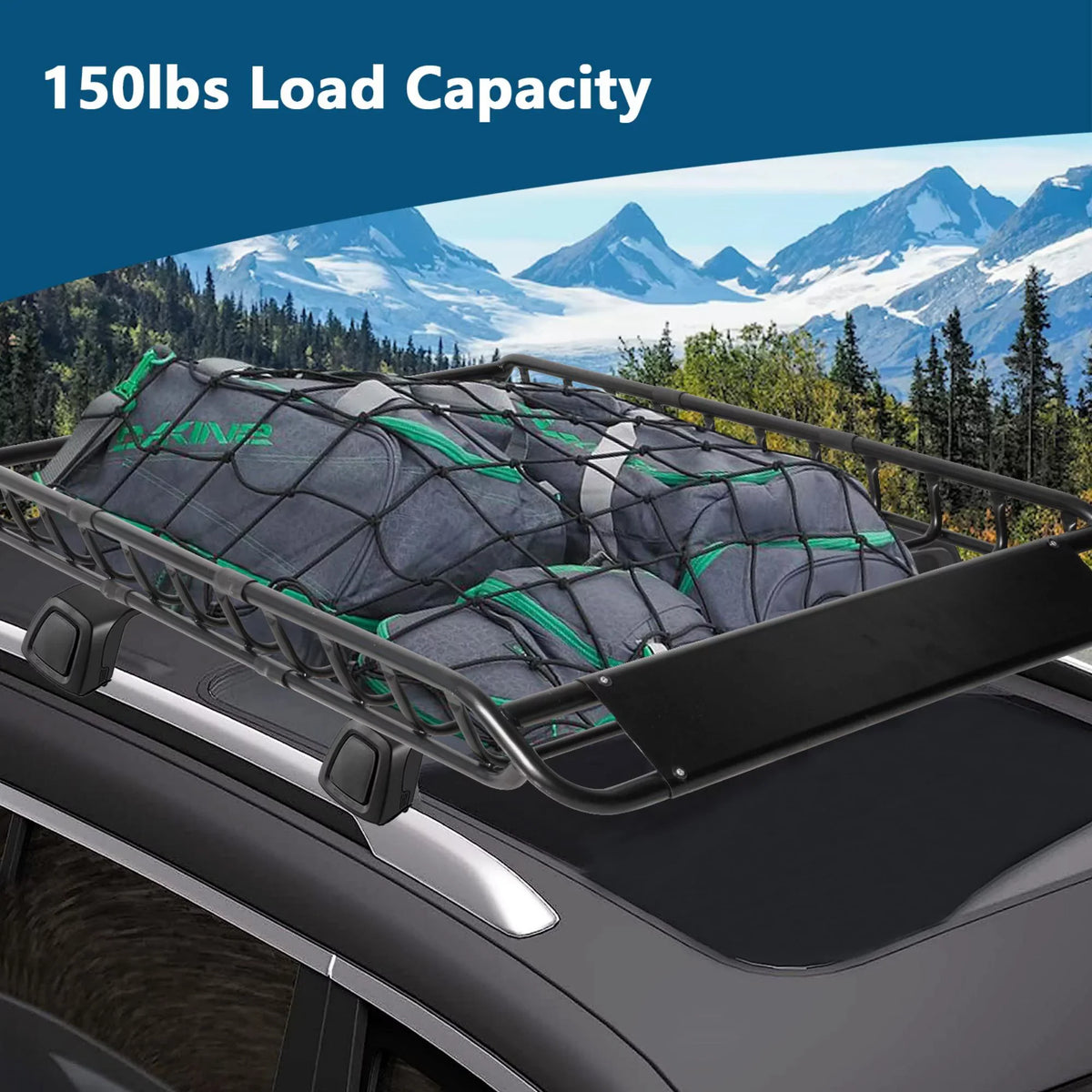 45" x 36" Universal Roof Rack Basket Heavy Duty Rooftop Cargo Rack, 150 lbs Cargo Carrier for Top of Vehicle for SUV, Truck, & Car Luggage Holder, Black