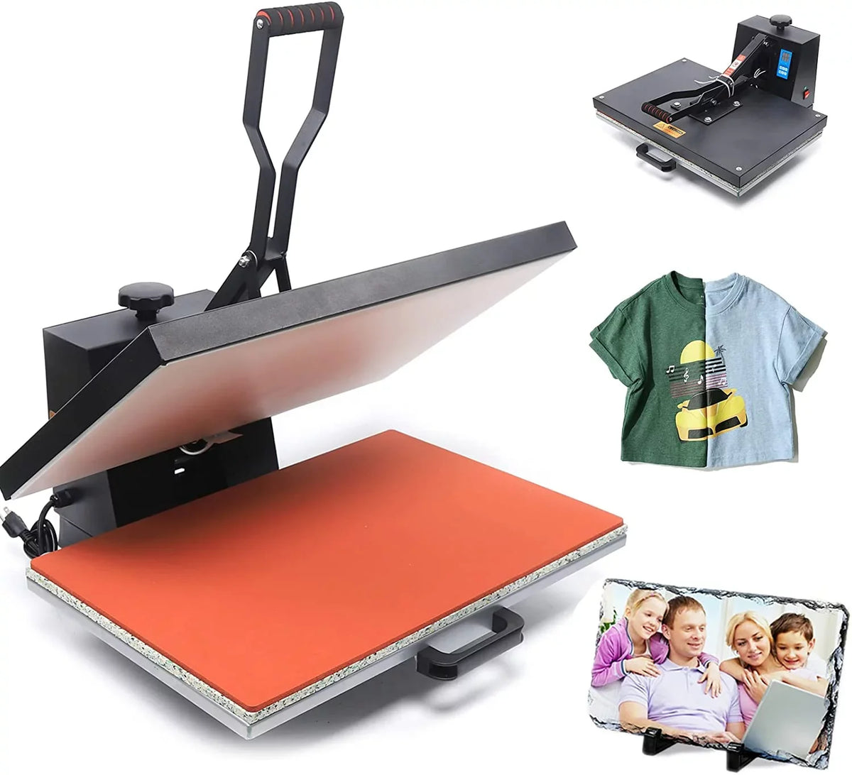 Anqidi 16" x 24" Clamshell Heat Press Machine T-shirt Digital Sublimation Transfer Printer 0~250℃ Time TEMP Pressure Adjustable